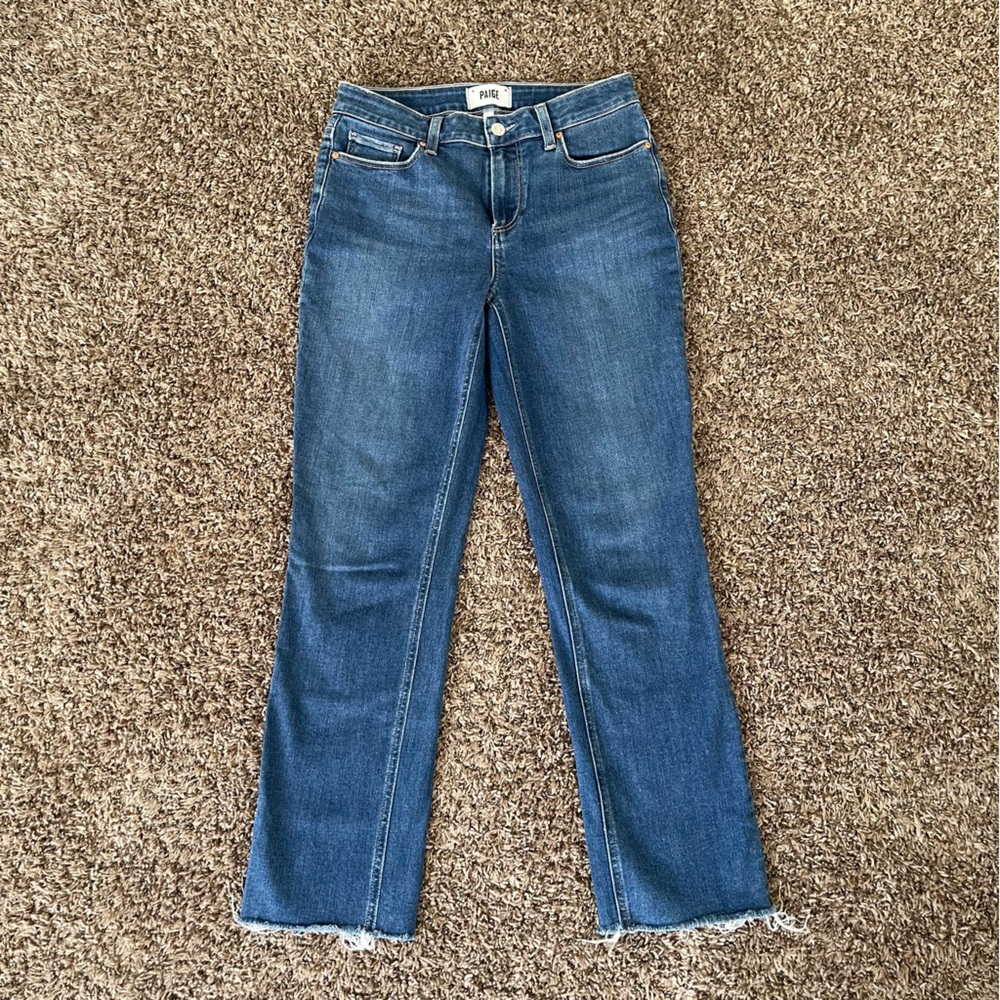 PAIGE Amber‎ Raw Hem Straight Leg Ankle Jeans Women's Size 28 City-Chic Modern